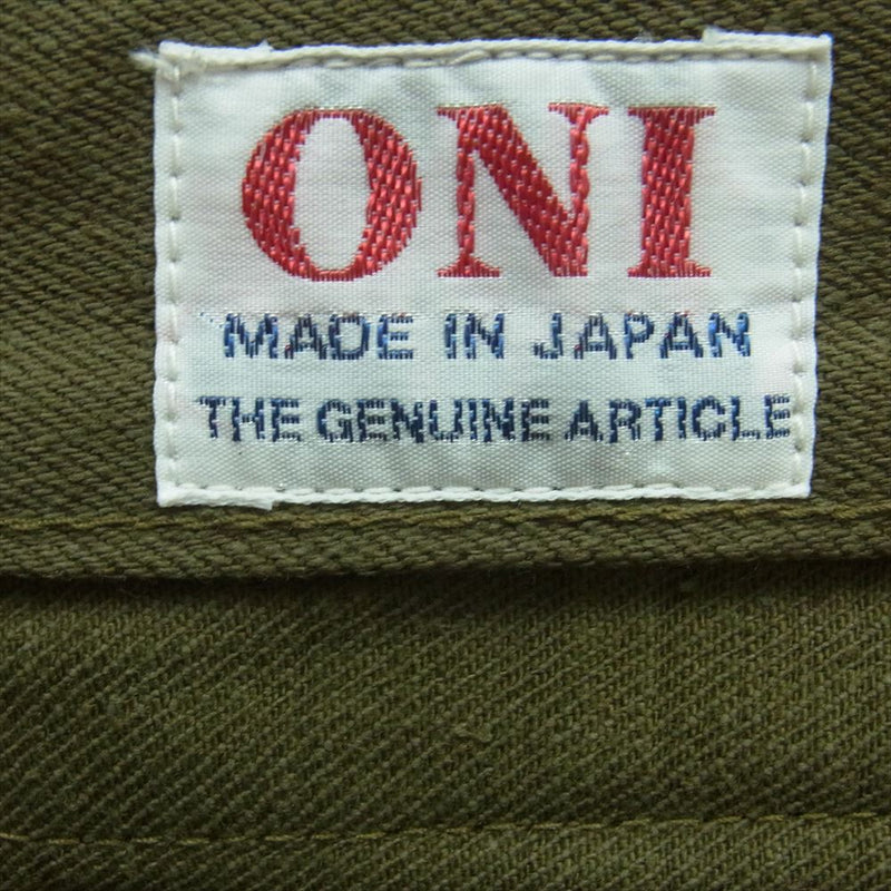 ONI DENIM 鬼デニム ONI-246-OLOL 12oz 縦緯先染め硫化 ニートストレート デニム パンツ オリーブ系 31【極上美品】【中古】