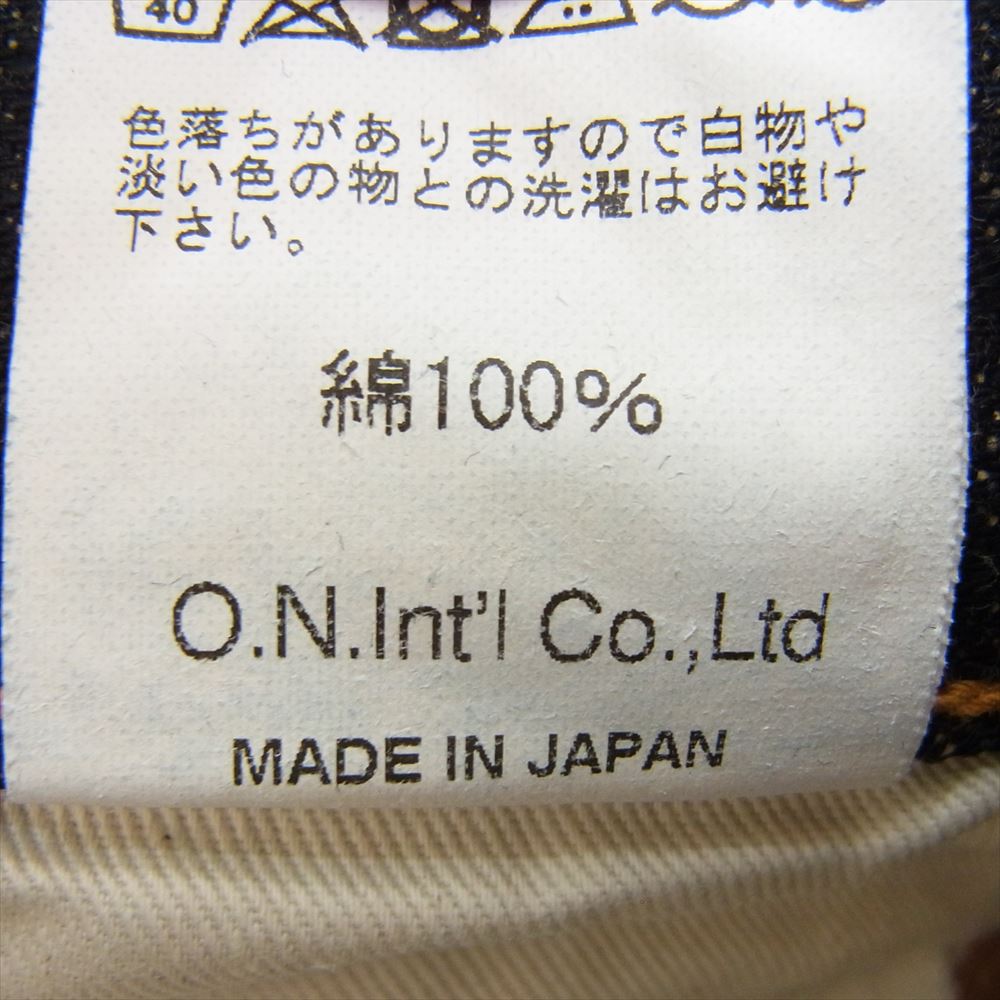 ONI DENIM 鬼デニム ONI200-14KBE 初代鬼デニム 14oz 緯糸ベージュ ワイドストレート インディゴブルー系 34【極上美品】【中古】