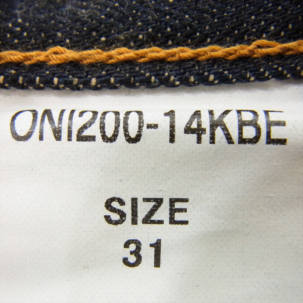 ONI DENIM 鬼デニム ONI200-14KBE 初代鬼デニム 14oz 緯糸ベージュ ワイドストレート インディゴブルー系 31【極上美品】【中古】