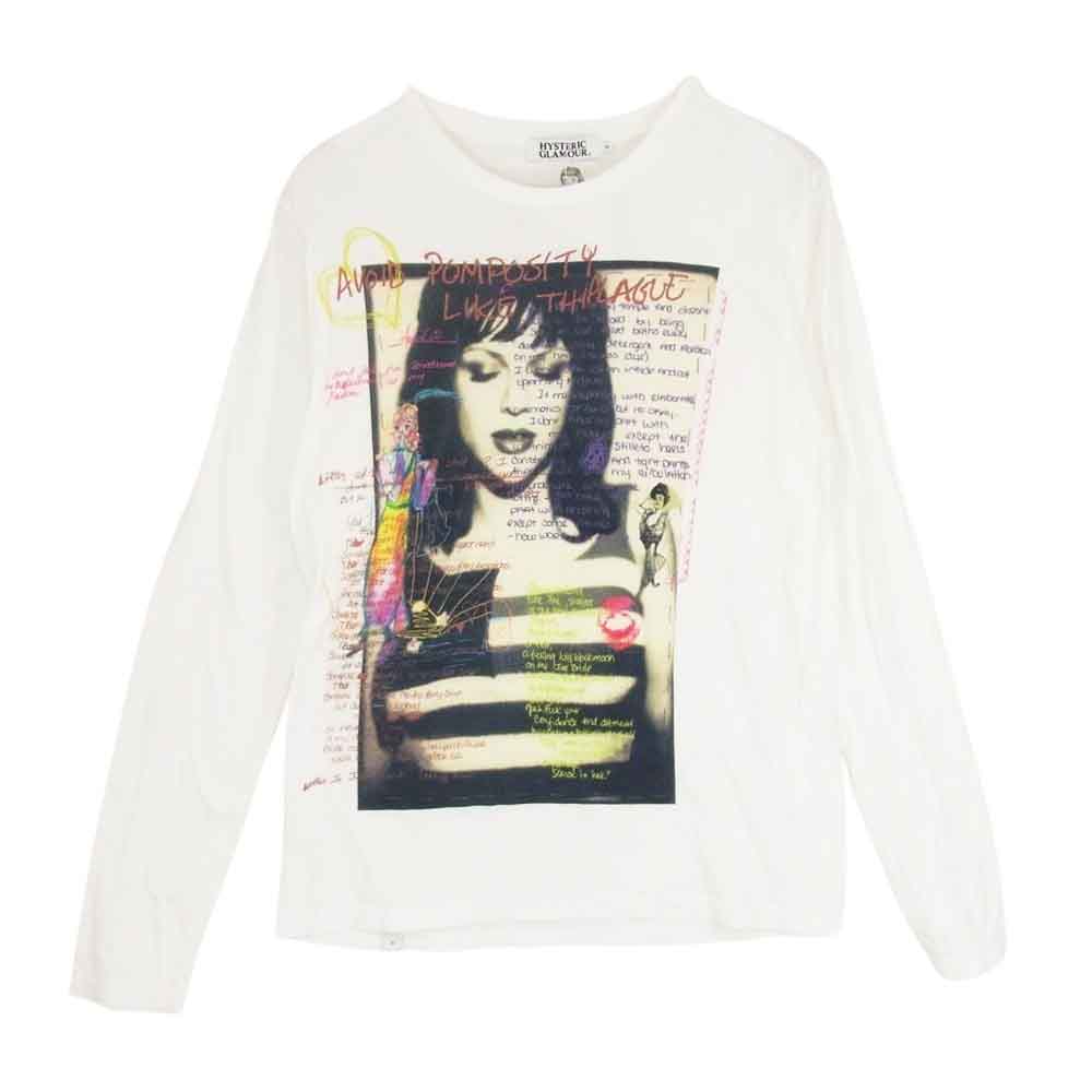 HYSTERIC GLAMOUR ヒステリックグラマー 0294CL21 Avoid Pomposity L/S TEE コートニーラブフォト 落書き プリント 長袖 Tシャツ ホワイト系 M【中古】