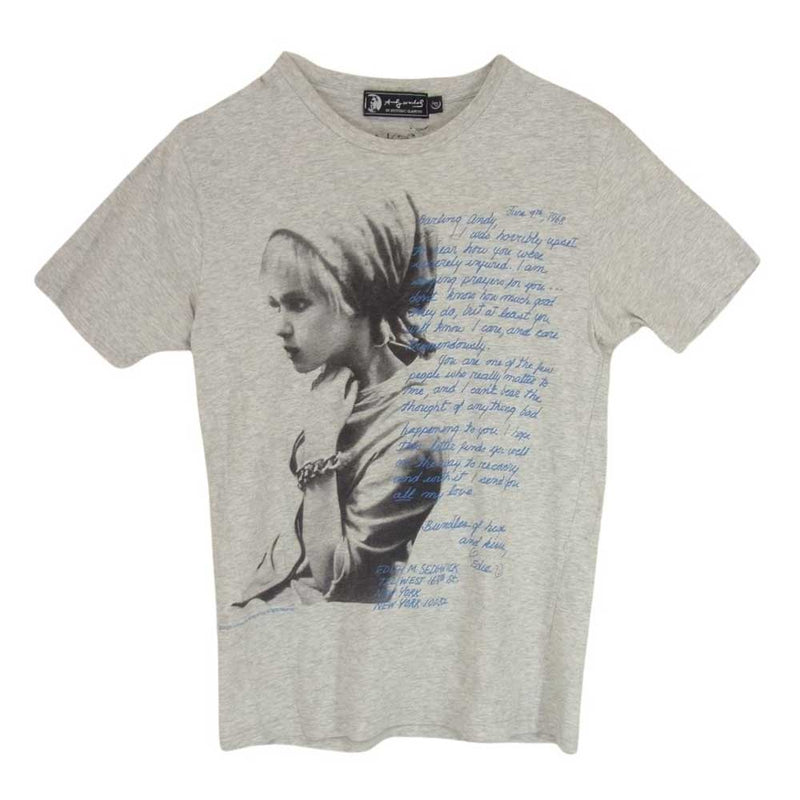 HYSTERIC GLAMOUR ヒステリックグラマー Andy Warhol アンディウォーホル メッセージ 半袖  Tシャツ グレー系 S【中古】