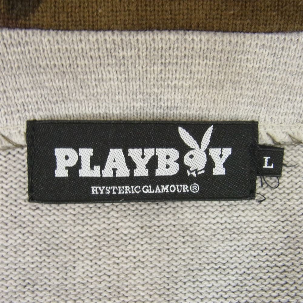 HYSTERIC GLAMOUR ヒステリックグラマー 1241NJ01 PLAYBOY プレイボーイ CAMO JACKET カモフラ テーラード ニット ジャケット カーキ系 L【中古】