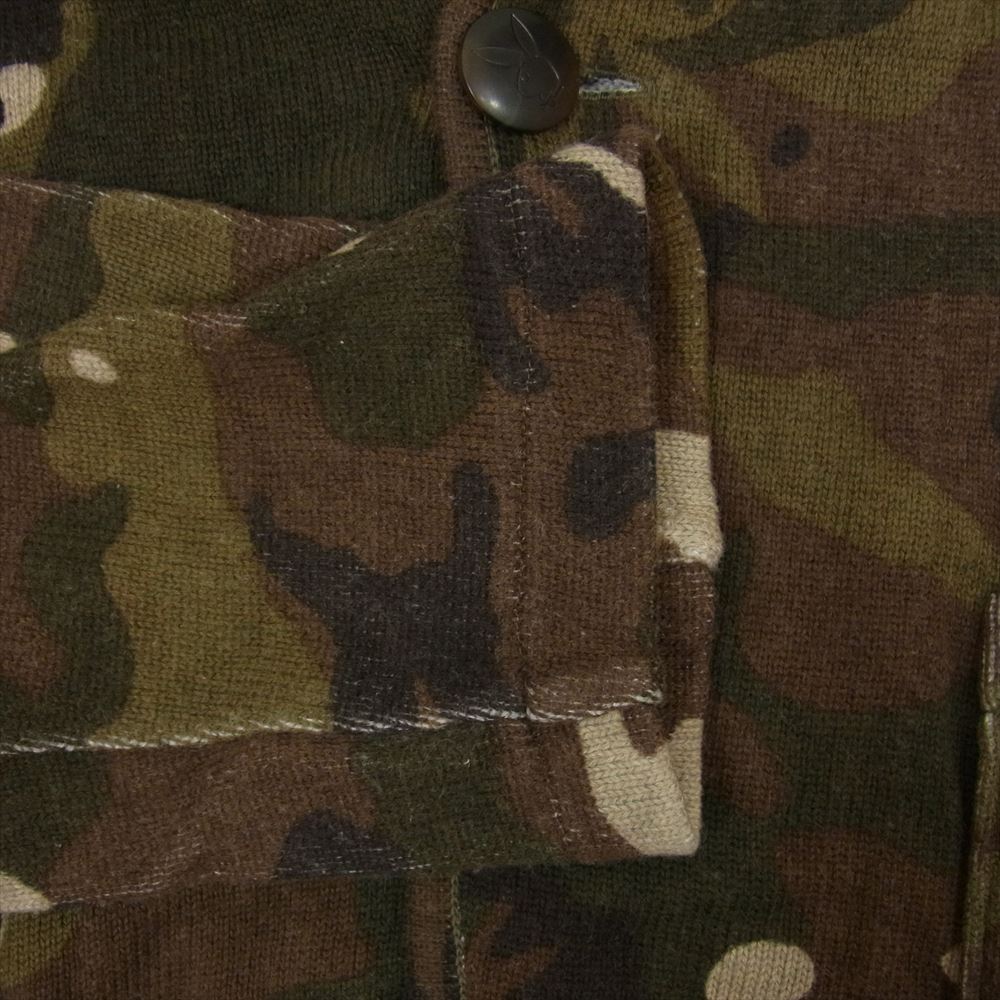 HYSTERIC GLAMOUR ヒステリックグラマー 1241NJ01 PLAYBOY プレイボーイ CAMO JACKET カモフラ テーラード ニット ジャケット カーキ系 L【中古】