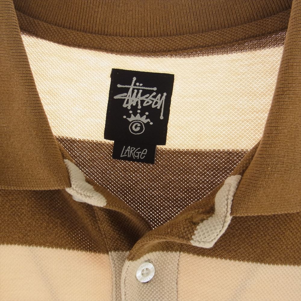 STUSSY ステューシー 00s 半袖 ボーダー ポロシャツ ベージュ系 L【中古】