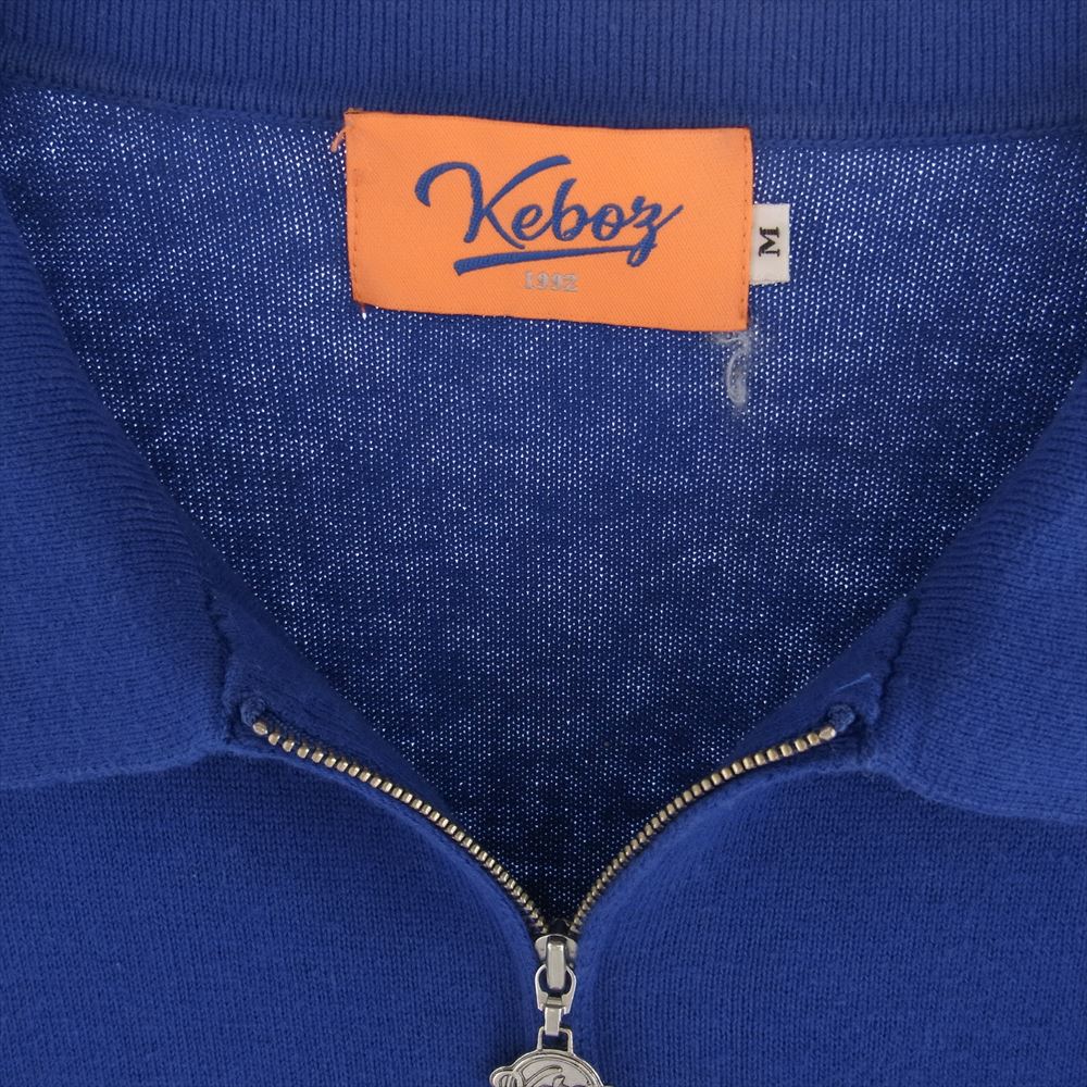 ケボズ ハーフジップ ニット 半袖 ポロシャツ ブルー系 M【中古】