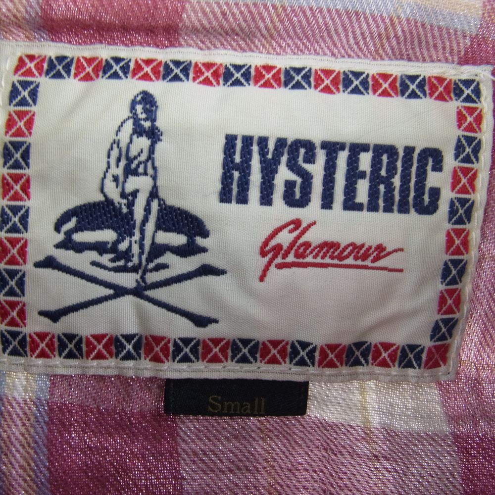 HYSTERIC GLAMOUR ヒステリックグラマー 0213AH02 リネン混 チェック 長袖 シャツ エンジ系 ベージュ系 S【中古】