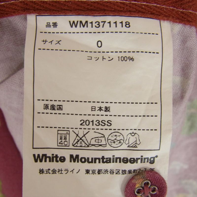 WHITE MOUNTAINEERING ホワイトマウンテニアリング 13SS WM1371118 騎士デザイン 総柄 半袖 オープンカラー シャツ エンジ系【中古】