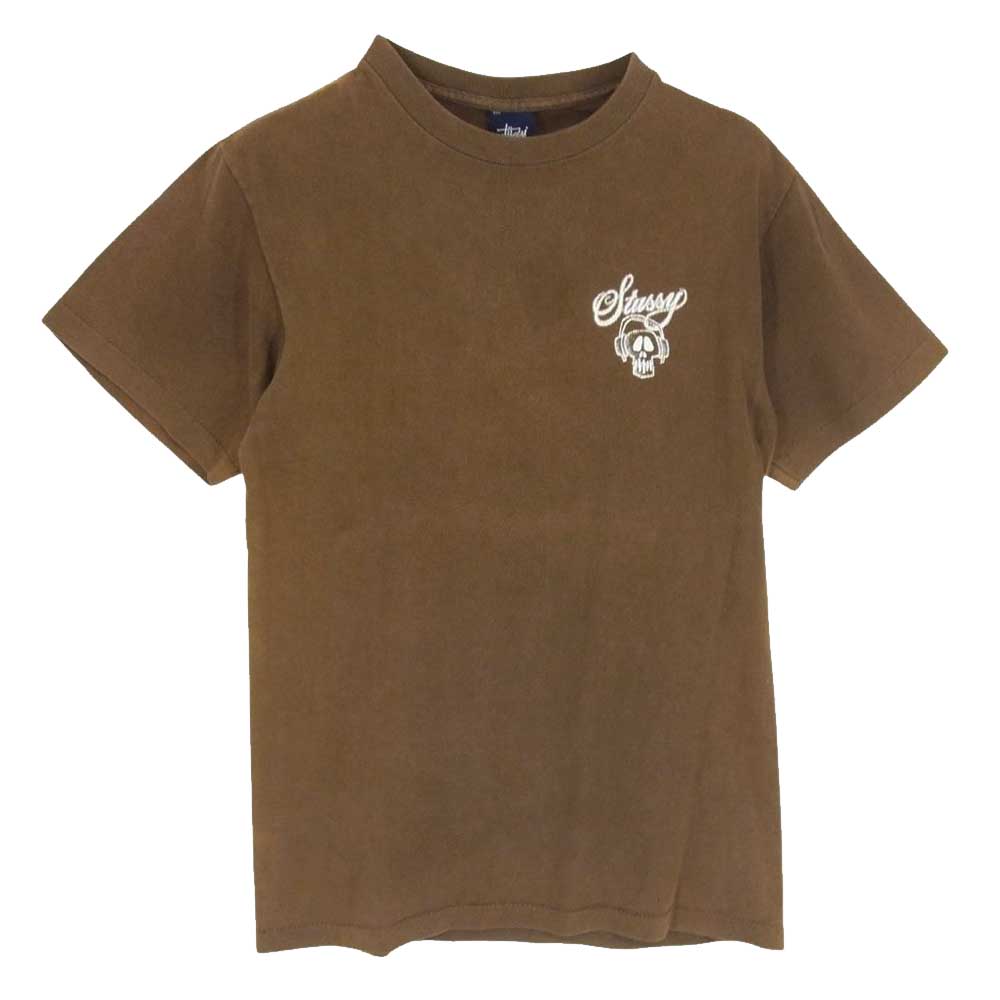 STUSSY ステューシー USA製 スカル 半袖 Tシャツ カーキ系 S【中古】