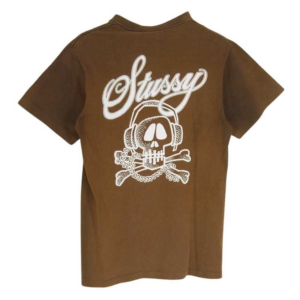 STUSSY ステューシー USA製 スカル 半袖 Tシャツ カーキ系 S【中古】