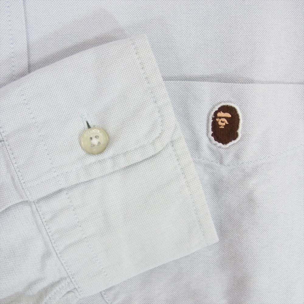 ア ベイシング エイプ パッチワーク エルボーパッチ 長袖 シャツ ライトブルー系 L【中古】