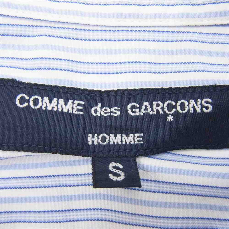 COMME des GARCONS HOMME コムデギャルソンオム AD2007 HT-B050 キルティングカラー 綿ストライプ 長袖 シャツ ブルー系 S【中古】