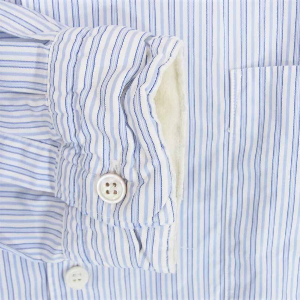 COMME des GARCONS HOMME コムデギャルソンオム AD2007 HT-B050 キルティングカラー 綿ストライプ 長袖 シャツ ブルー系 S【中古】