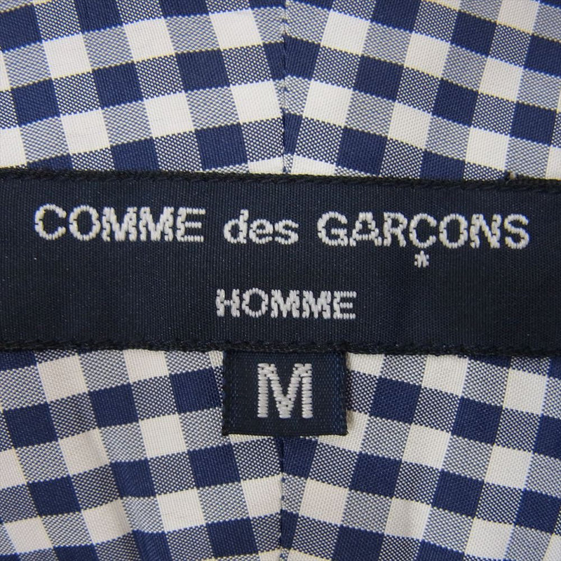 COMME des GARCONS HOMME コムデギャルソンオム AD2012 HJ-B041 BD SHIRT 裏地ギンガムチェック ボタンダウン コットン 長袖 シャツ ネイビー系 M【中古】