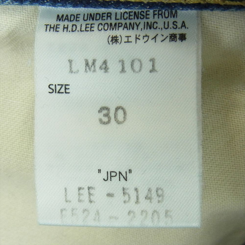 Lee リー 101Z LM4101 復刻 黒タグ オーガニックコットン ジップフライ デニム パンツ ジーンズ インディゴブルー系 30【中古】