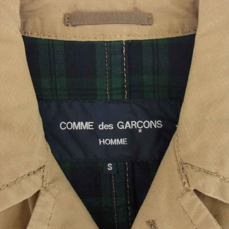 COMME des GARCONS HOMME コムデギャルソンオム AD2006 HR-C019 裏地チェック パッカリングステッチ ハーフコート ジャケット ベージュ系 S【中古】