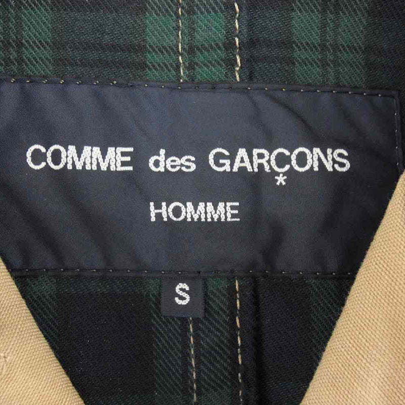 COMME des GARCONS HOMME コムデギャルソンオム AD2006 HR-C019 裏地チェック パッカリングステッチ ハーフコート ジャケット ベージュ系 S【中古】