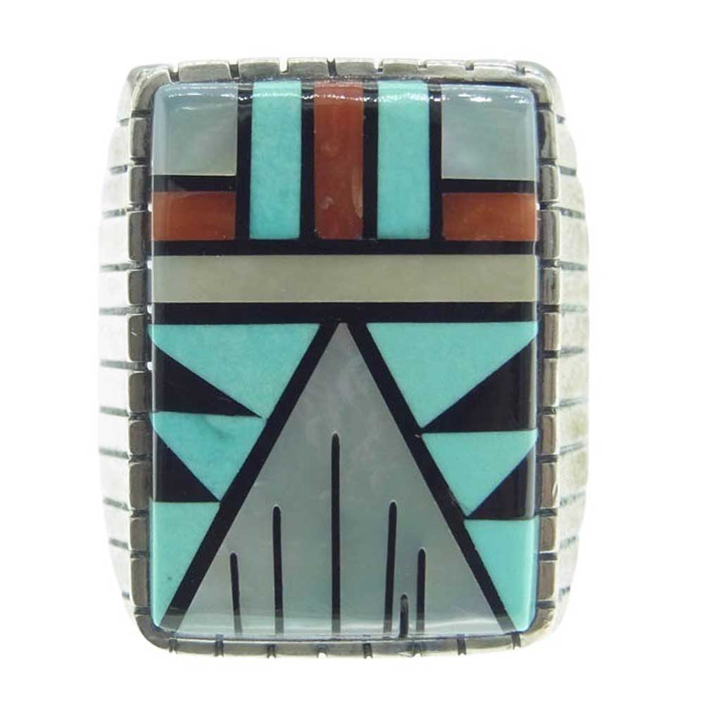 ズニ族 アーティスト 作者不明  インレイ リング シルバー系【中古】