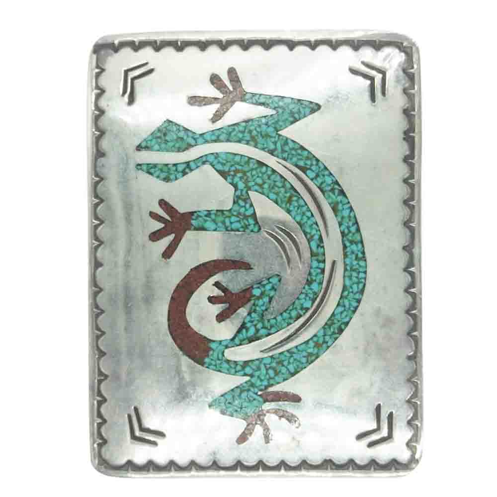 ナバホ族 スターリングシルバー ターコイズ ベルト バックル インディアン ジュエリー シルバー系【中古】