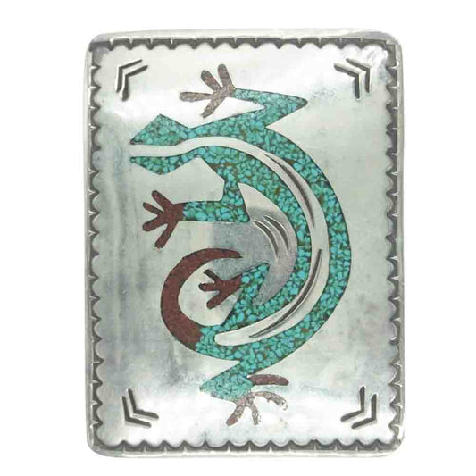 ナバホ族 スターリングシルバー ターコイズ ベルト バックル インディアン ジュエリー シルバー系【中古】