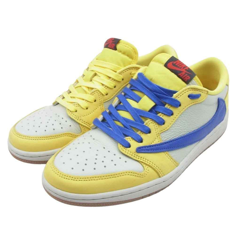 NIKE ナイキ DZ4137-700 × TRAVIS SCOTT WMNS AIR JORDAN 1 RETRO LOW OG CANARY フェイクバスターズ鑑定済 トラヴィス スコット ウィメンズ エアジョーダン1 カナリーイエロー ローカット スニーカー イエロー系 26.5cm【美品】【中古】