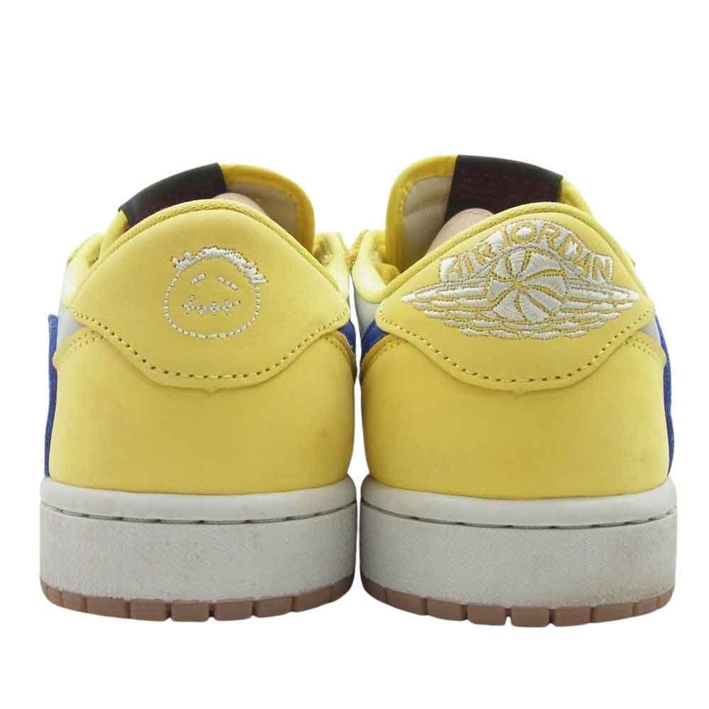 NIKE ナイキ DZ4137-700 × TRAVIS SCOTT WMNS AIR JORDAN 1 RETRO LOW OG CANARY フェイクバスターズ鑑定済 トラヴィス スコット ウィメンズ エアジョーダン1 カナリーイエロー ローカット スニーカー イエロー系 26.5cm【美品】【中古】