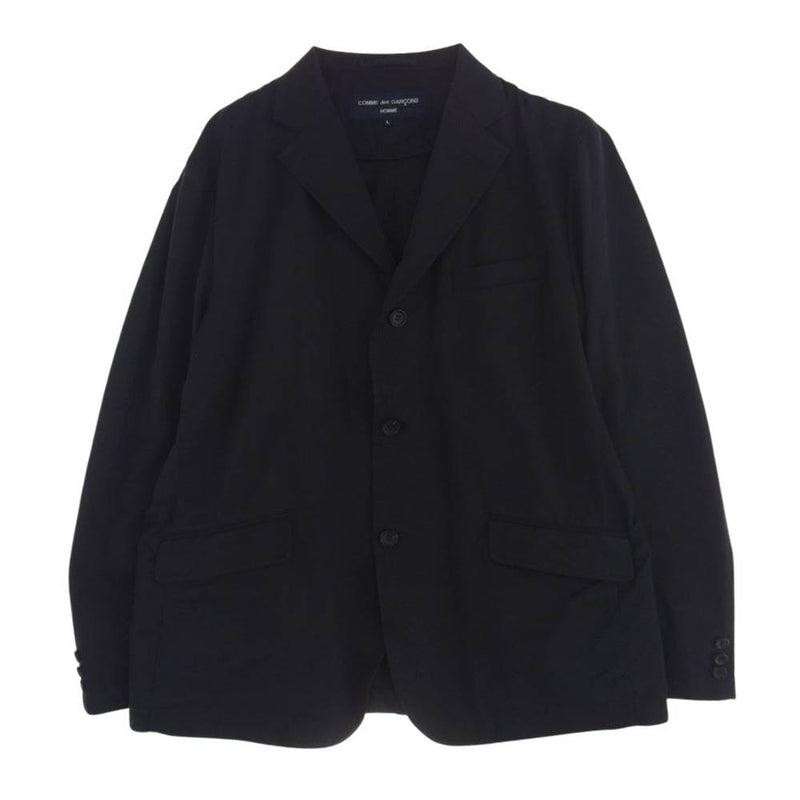 COMME des GARCONS HOMME コムデギャルソンオム 20AW HF-J005 パッカリング コットン 3B テーラードジャケット ネイビー系 L【美品】【中古】