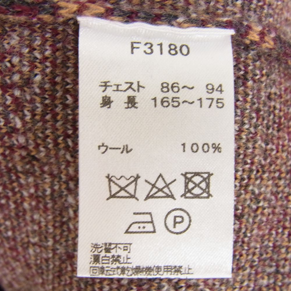 FRED PERRY フレッドペリー チェック柄 ウール リブ ニット セーター グレー系 エンジ系 S【中古】