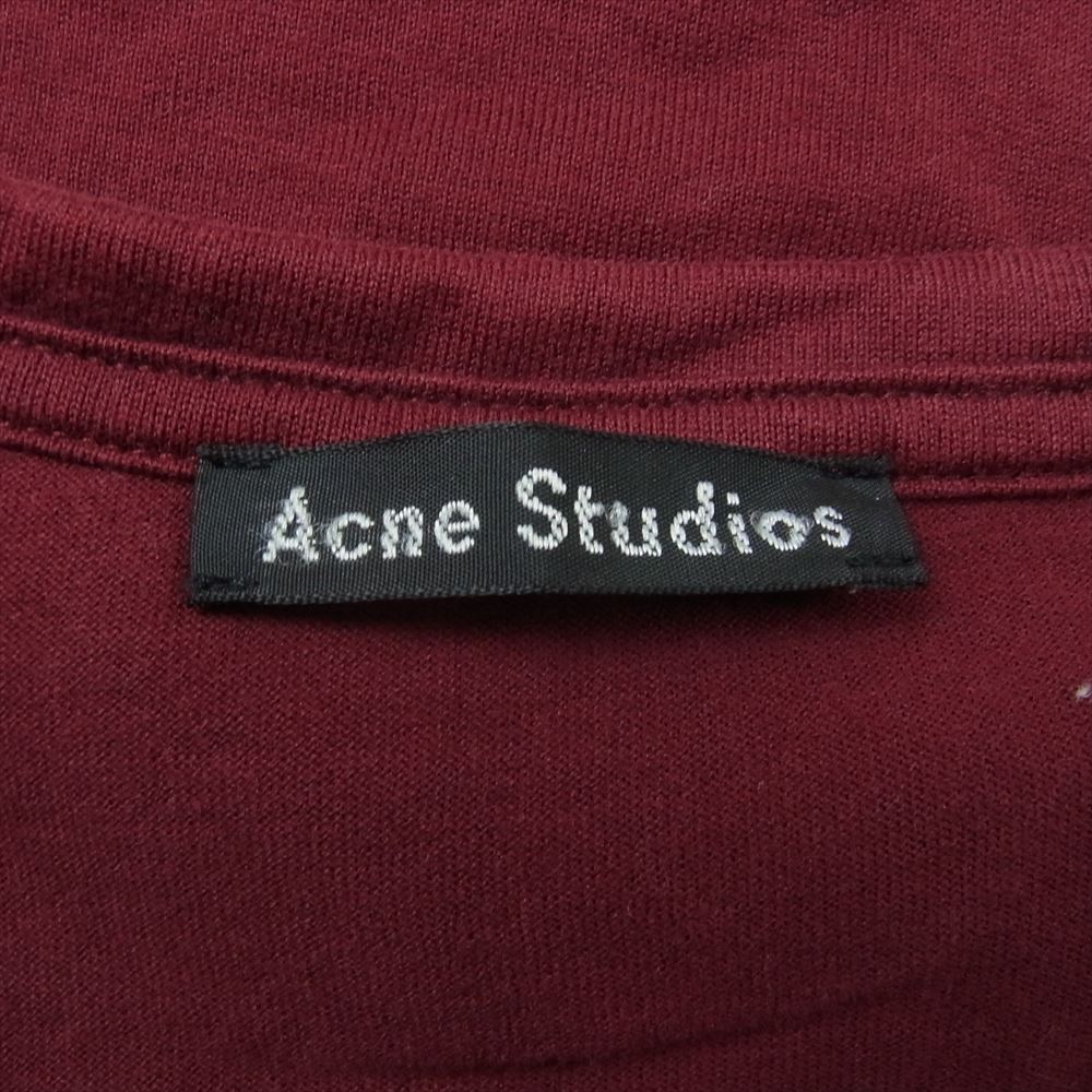 ACNE STUDIOS アクネストゥディオズ 2.5E+174 Nash Face フェイスパッチ ショートスリーブ 半袖 Tシャツ ワインレッド系 S【中古】