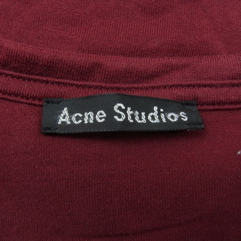 ACNE STUDIOS アクネストゥディオズ 2.5E+174 Nash Face フェイスパッチ ショートスリーブ 半袖 Tシャツ ワインレッド系 S【中古】