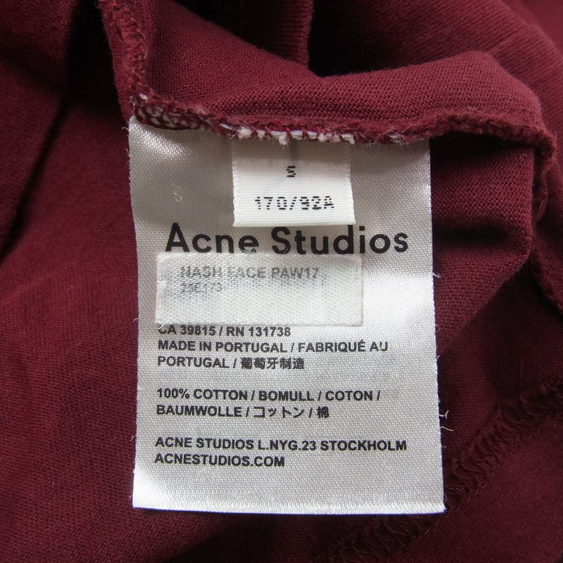 ACNE STUDIOS アクネストゥディオズ 2.5E+174 Nash Face フェイスパッチ ショートスリーブ 半袖 Tシャツ ワインレッド系 S【中古】