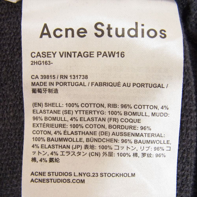 ACNE STUDIOS アクネストゥディオズ 2HG163 Casey Vintage Crew Sweat ケイシー ヴィンテージ クルーネック スウェット トレーナー グレー系 XS【中古】