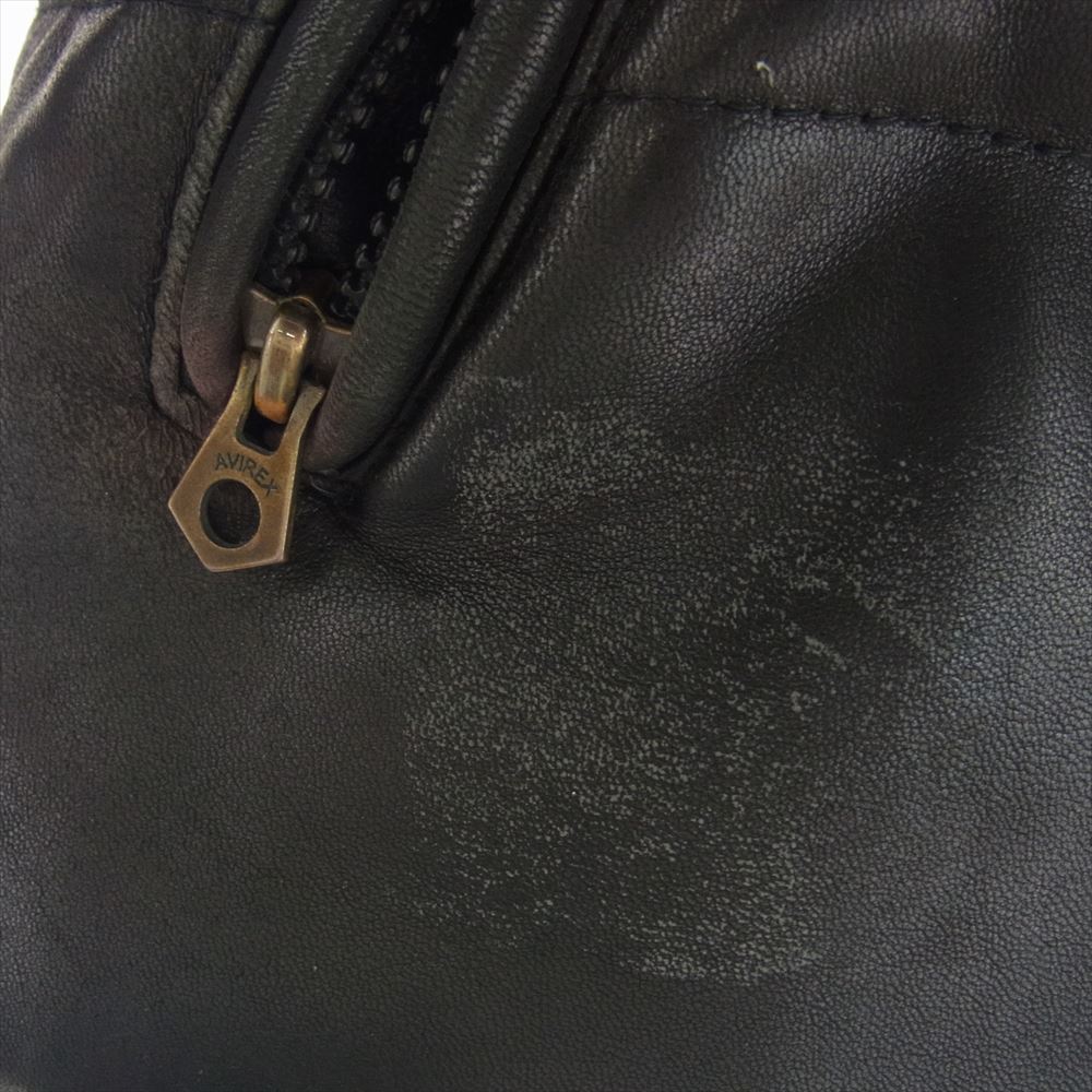 AVIREX アヴィレックス ラムレザー フード付き ダウン ジャケット ブラック系 L【中古】