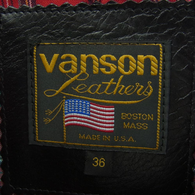 VANSON バンソン USA製 Type  J 3/4 カーコート レザー ジャケット ブラック系 36【中古】