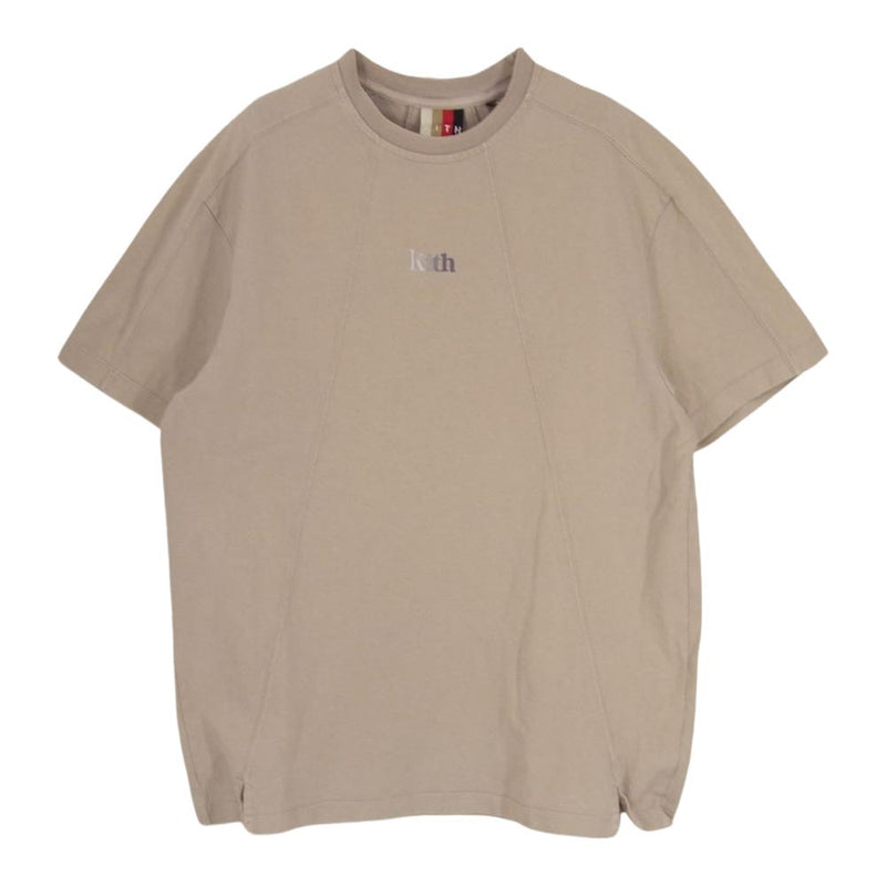 KITH キス 20-071-060-0021 Garment Dyed Paneled Tee ガーメントダイ ヘビーウェイト コットン パネル切替 ロゴ刺繍 半袖 Tシャツ ベージュ系 S【中古】