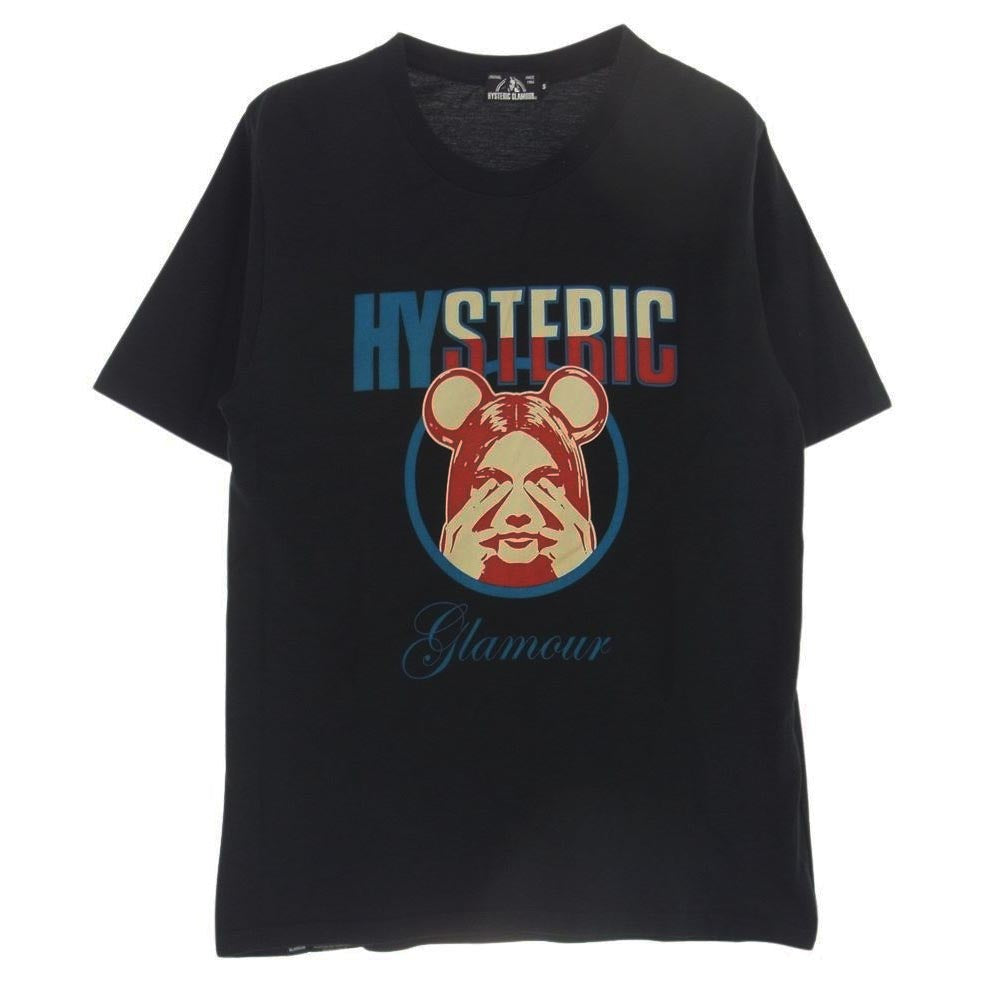 HYSTERIC GLAMOUR ヒステリックグラマー 02202CT21 MEDICOM TOY BEARBRICK ベアブリック ガールズフェイス 半袖 Tシャツ ブラック系 S【中古】