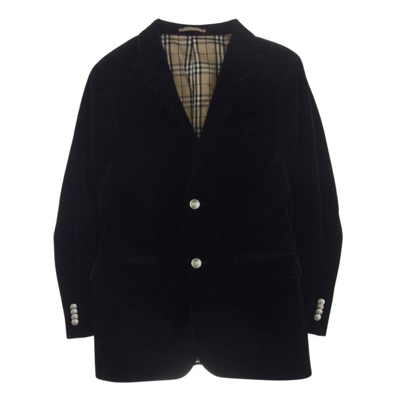 BURBERRY BLACK LABEL バーバリーブラックレーベル BME65-308-09 ベロア 裏地ノヴァチェック 2B シングル テーラード ジャケット ブラック系 S【中古】