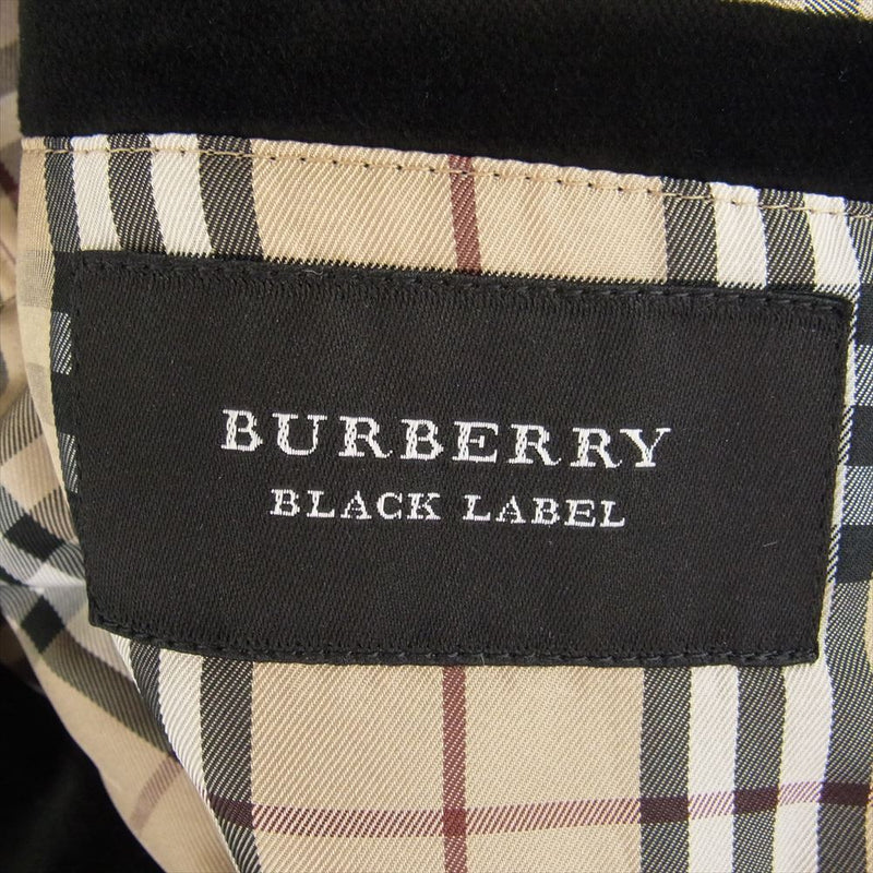 BURBERRY BLACK LABEL バーバリーブラックレーベル BME65-308-09 ベロア 裏地ノヴァチェック 2B シングル テーラード ジャケット ブラック系 S【中古】