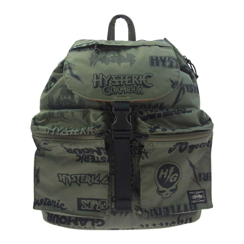 HYSTERIC GLAMOUR ヒステリックグラマー PORTER ポーター Wネーム コラボ RUCKSACK ラックサック リュックサック バックパック カーキ系【極上美品】【中古】