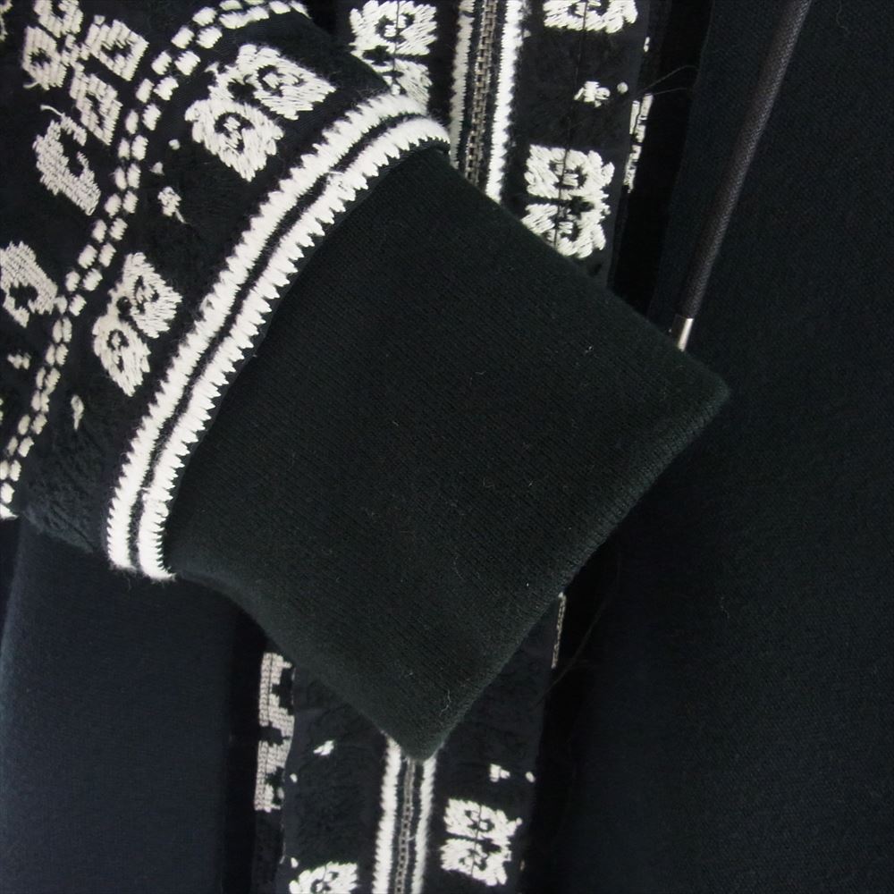 Sacai サカイ 19-02100M チロリアン テープ 刺繍 ジップ パーカー フーディー スウェット ブラック系 3【中古】