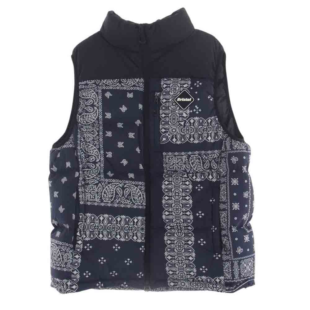 F.C.R.B. エフシーアールビー 22AW FCBR-222043 DOWN VEST バンダナ ロゴ ダウン ベスト ネイビー系 XL【中古】