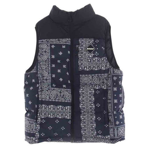F.C.R.B. エフシーアールビー 22AW FCBR-222043 DOWN VEST バンダナ ロゴ ダウン ベスト ネイビー系 XL【中古】