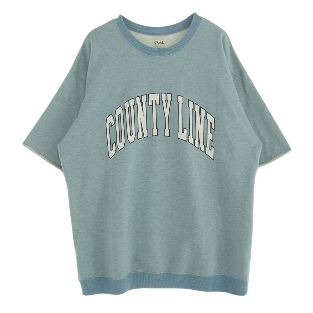 カリフォルニア ジェネラルストア 8017-299-0163 CGS COUNTY LINE カレッジ ロゴ プリント 半袖 クルーネック スウェット ブルー系 L【中古】