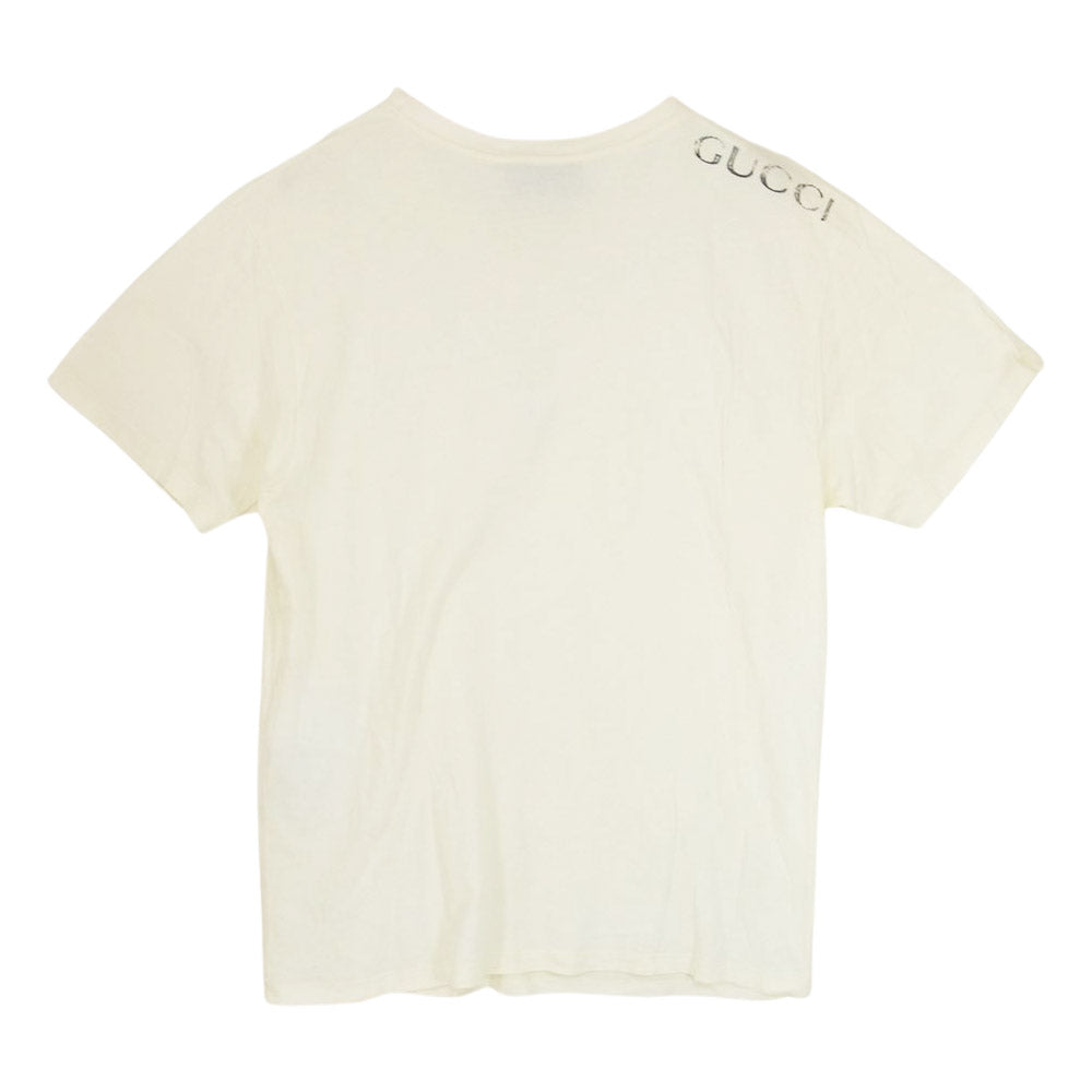 GUCCI グッチ 国内正規品 イタリア製 ロゴ バックプリント 半袖 クルーネック Tシャツ オフホワイト系 L【中古】