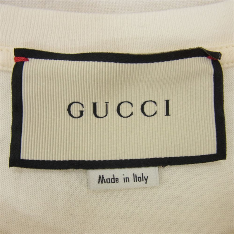 GUCCI グッチ 国内正規品 イタリア製 ロゴ バックプリント 半袖 クルーネック Tシャツ オフホワイト系 L【中古】