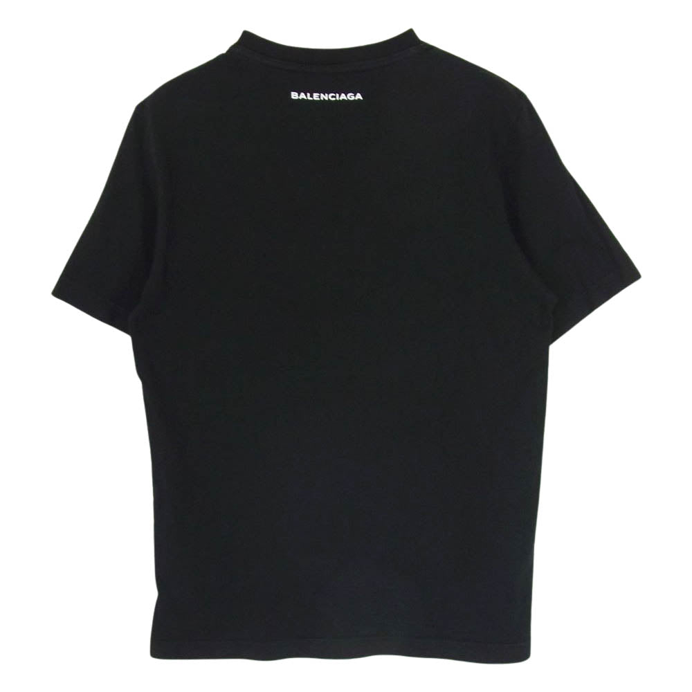 BALENCIAGA バレンシアガ T24 460612 TUK22 1000 PARIS パリ プリント 半袖 クルーネック Tシャツ ブラック系 XS【中古】