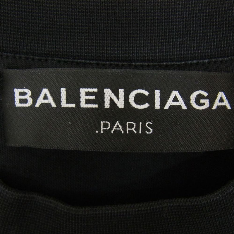 BALENCIAGA バレンシアガ T24 460612 TUK22 1000 PARIS パリ プリント 半袖 クルーネック Tシャツ ブラック系 XS【中古】