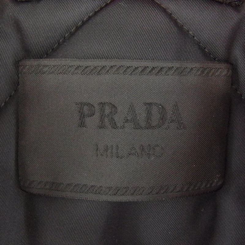 PRADA プラダ 22AW ACU1 2022 1867 Re-Nylon 三角プレート付き ラフシモンズ期 リサイクル ナイロン ニット レイヤー ボンバージャケット ブラック系 XL【美品】【中古】