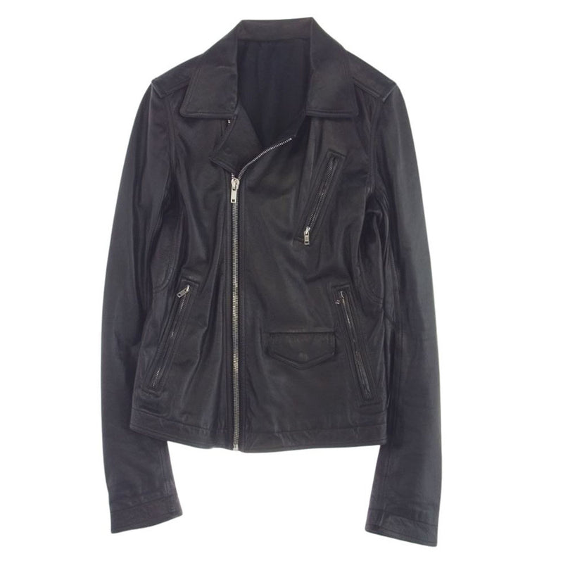 Rick Owens リックオウエンス 17SS RU17S9764-LVT STOOGES LEATHER JACKET ゴートレザー ダブル ライダース ジャケット ブラック系 48【中古】