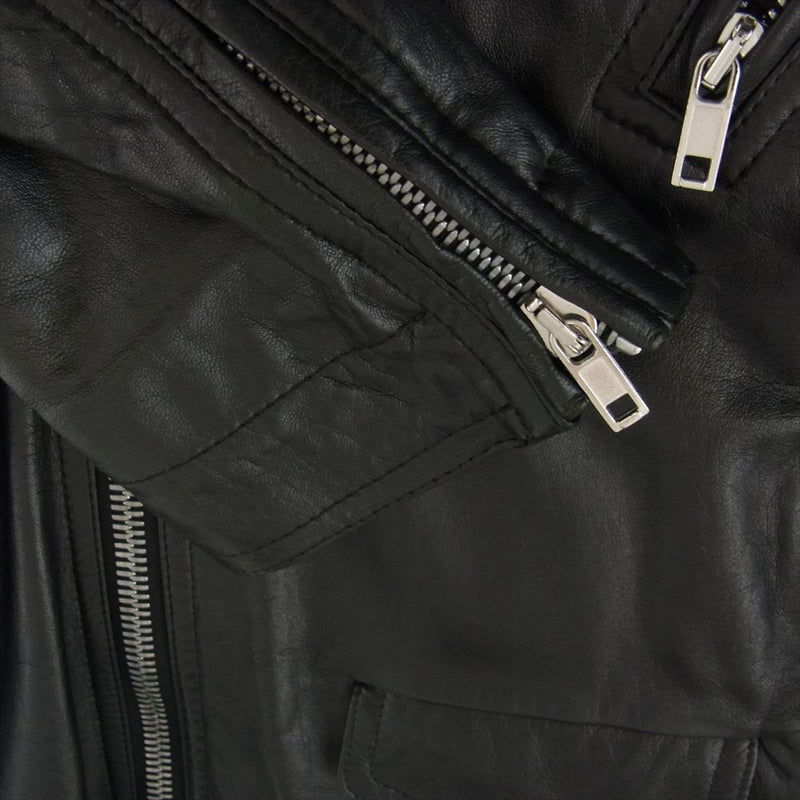 Rick Owens リックオウエンス 17SS RU17S9764-LVT STOOGES LEATHER JACKET ゴートレザー ダブル ライダース ジャケット ブラック系 48【中古】