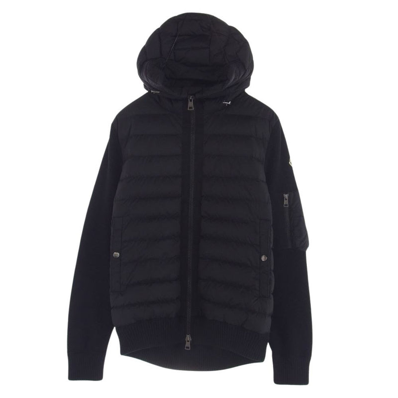 MONCLER モンクレール I20919B50800 CARDIGAN TRICOT ニット切替 フーディー ダウン ジャケット ブラック系 L【新古品】【未使用】【中古】